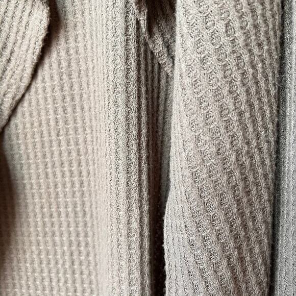 Knox Rose Cardigan Womens Size Large Olive Green Waffle Knit Open Lightweight - Picture 6 of 16